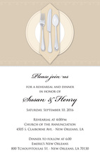 Dinner Party Tan Tablecloth Rehearsal Invitations