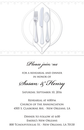 Dinner Party Teal Table Cloth Rehearsal Invitations