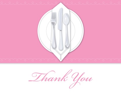 Dinner Party Tan Tablecloth Thank You Cards