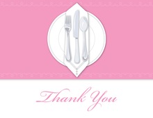 Dinner Party Pink Tablecloth Thank You Cards
