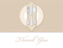 Dinner Party Tan Tablecloth Thank You Cards