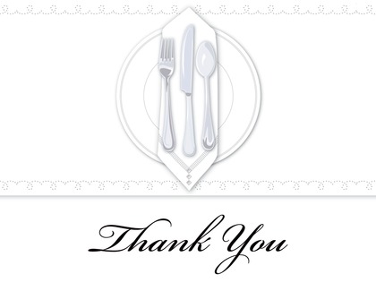 Dinner Party Pink Tablecloth Thank You Cards