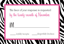 Zebra Print Over White RSVP Cards