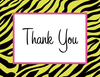 Zebra Print Over White Thank You Cards
