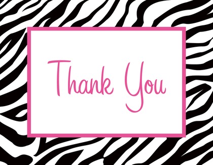 Zebra Print Over Green Thank You Cards