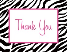 Zebra Print Over White Thank You Cards