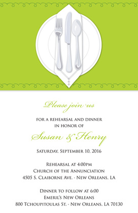 Dinner Party Pink Tablecloth Rehearsal Invitations