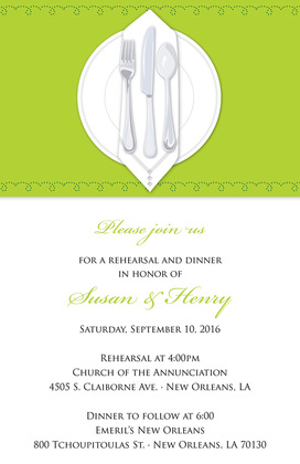 Dinner Party White Tablecloth Rehearsal Invitations