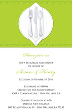 Dinner Party Green Table Cloth Rehearsal Invitations