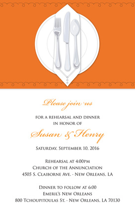 Dinner Party White Tablecloth Rehearsal Invitations