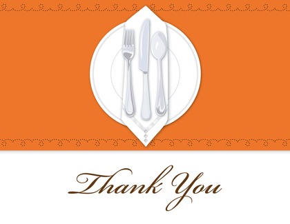 Dinner Party White Tablecloth Thank You Cards