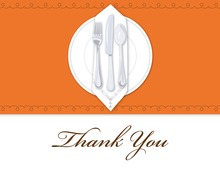 Dinner Party Orange Tablecloth Thank You Cards