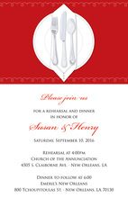 Dinner Party Red Tablecloth Rehearsal Invitations