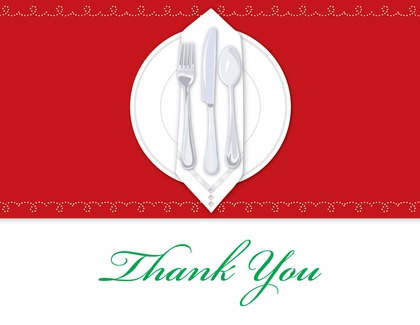 Dinner Party Green Tablecloth Thank You Cards