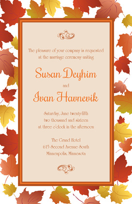 Autumn Maple Leaves Wooden Invitations