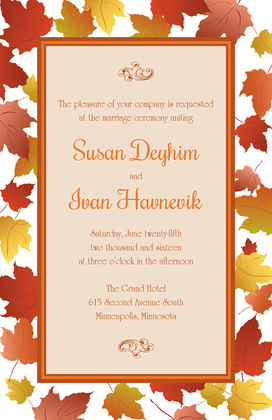 Spring Maple Leaves Green Invitations