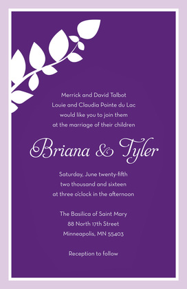 Modern Branch Blue Cream Border Invitations