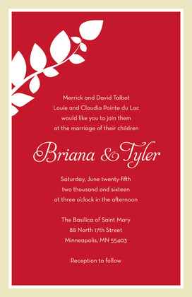 Modern Silhouette Branch Violet Party Invitations
