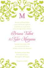 Mirrored Lime Hearts Trendy Flourish Invitations