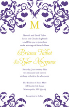 Mirrored Purple Hearts Aesthetic Flourish Invitations