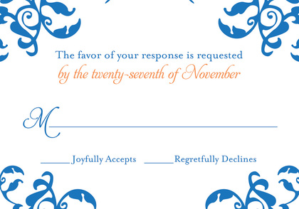 Mirrored Blue Hearts Flourish Thank You Cards
