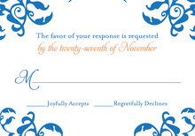 Mirrored Blue Hearts Flourish RSVP Cards