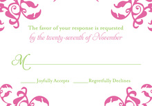 Mirrored Pink Hearts Flourish RSVP Cards