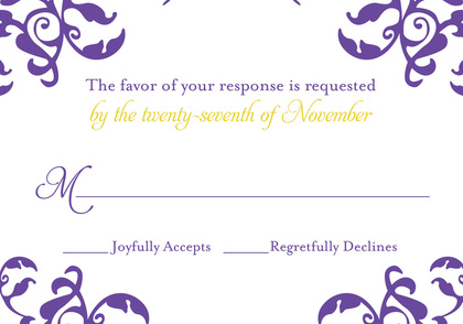 Mirrored Purple Hearts Aesthetic Flourish Invitations