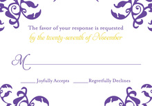 Mirrored Purple Hearts Flourish RSVP Cards