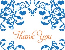 Blue Leafy Flourish Thank You Cards