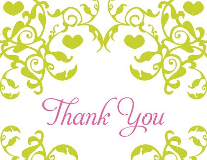 Mirrored Blue Hearts Flourish Thank You Cards