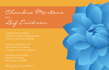 Simply Modern Blue Dahlia Fresh Orange Invitations