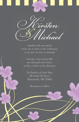 Whimsical Orange Plumeria Midnight Blue Invitations