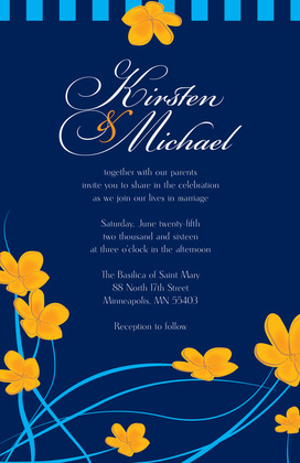 Yellow Plumeria Purple Whimsy Wedding Invitations