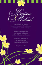 Yellow Plumeria Purple Whimsy Wedding Invitations