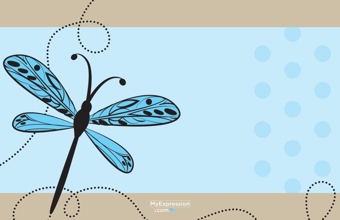 Playful Dragonfly Classic Blue Party Invitations