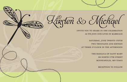 Playful Dragonfly Green RSVP Cards