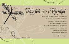 Playful Dragonfly Simply Subtle Green Invitations