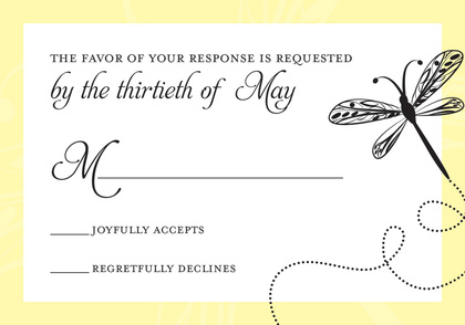 Playful Dragonfly Fantasy Yellow Invitations