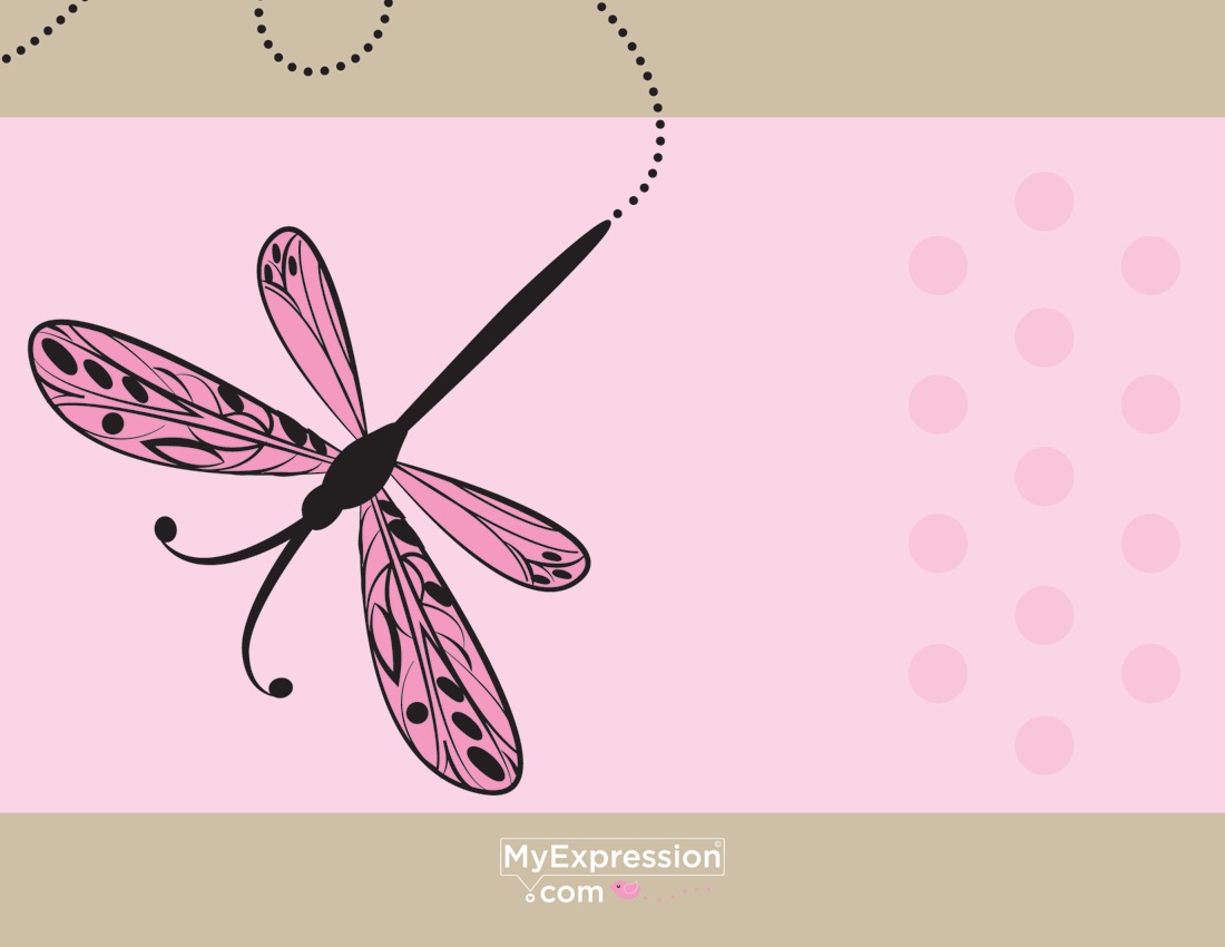 Playful Dragonfly Pink Thank You Cards