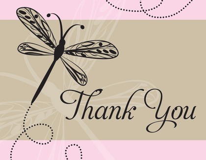 Playful Dragonfly Orange Thank You Cards