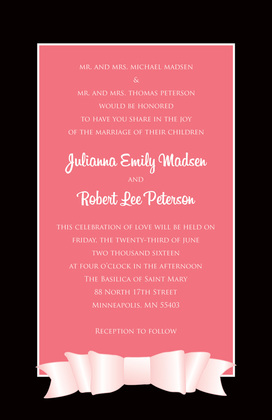 Modern Teal Double Bow Printed Invitations