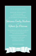 Modern Teal Double Bow Printed Invitations