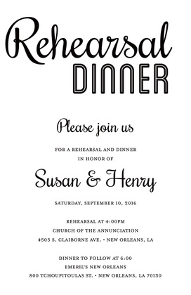 Modern Orange Rehearsal Dinner Simple Script Invites