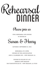 Modern White Rehearsal Dinner Simple Script Invites