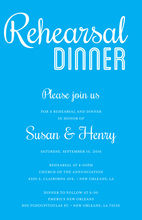 Modern Blue Rehearsal Dinner Simple Script Invitations