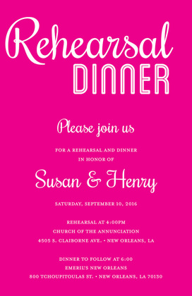 Modern Purple Rehearsal Dinner Simple Script Invites