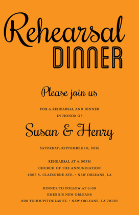 Modern Purple Rehearsal Dinner Simple Script Invites