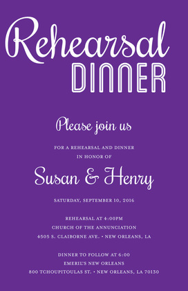 Modern Orange Rehearsal Dinner Simple Script Invites