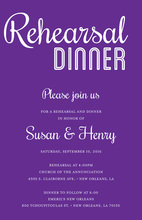 Modern Purple Rehearsal Dinner Simple Script Invites